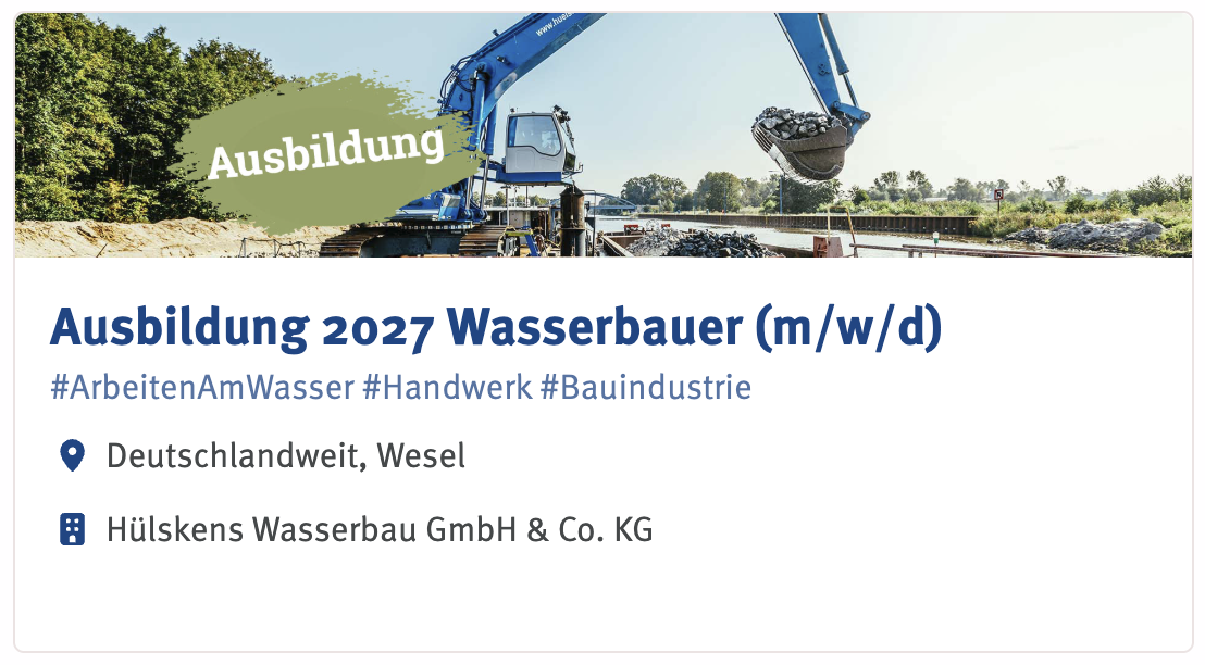 Ausbildung Wasserbauer Hülskens 2027